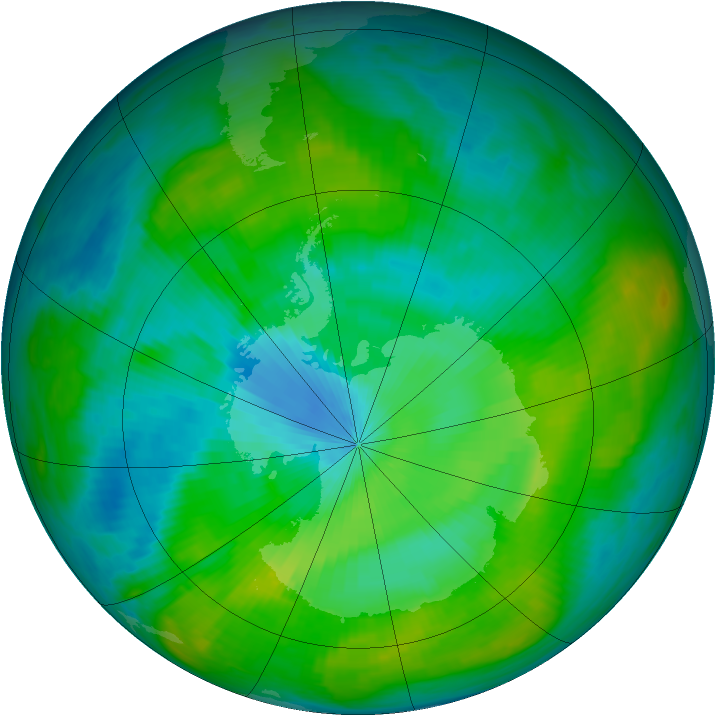 Antarctic ozone map for 10 February 1980
